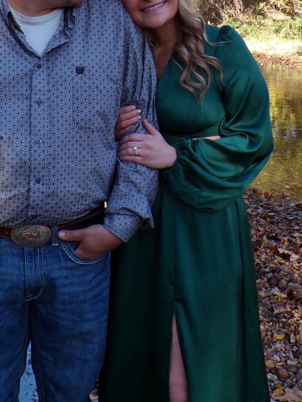 Long Sleeve Satin Maxi Dress in Emerald Green